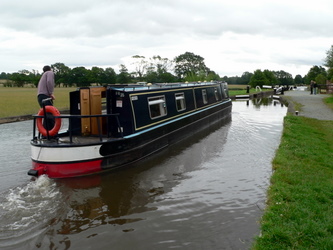 One of our canal boats about to enter a lock.