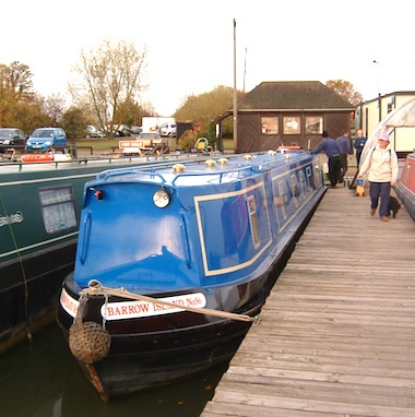 One of the Narrowboats moored at Gayton Marina in Northamptonshire